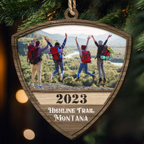 Hiking Sign - Personalized Wooden Photo Ornament