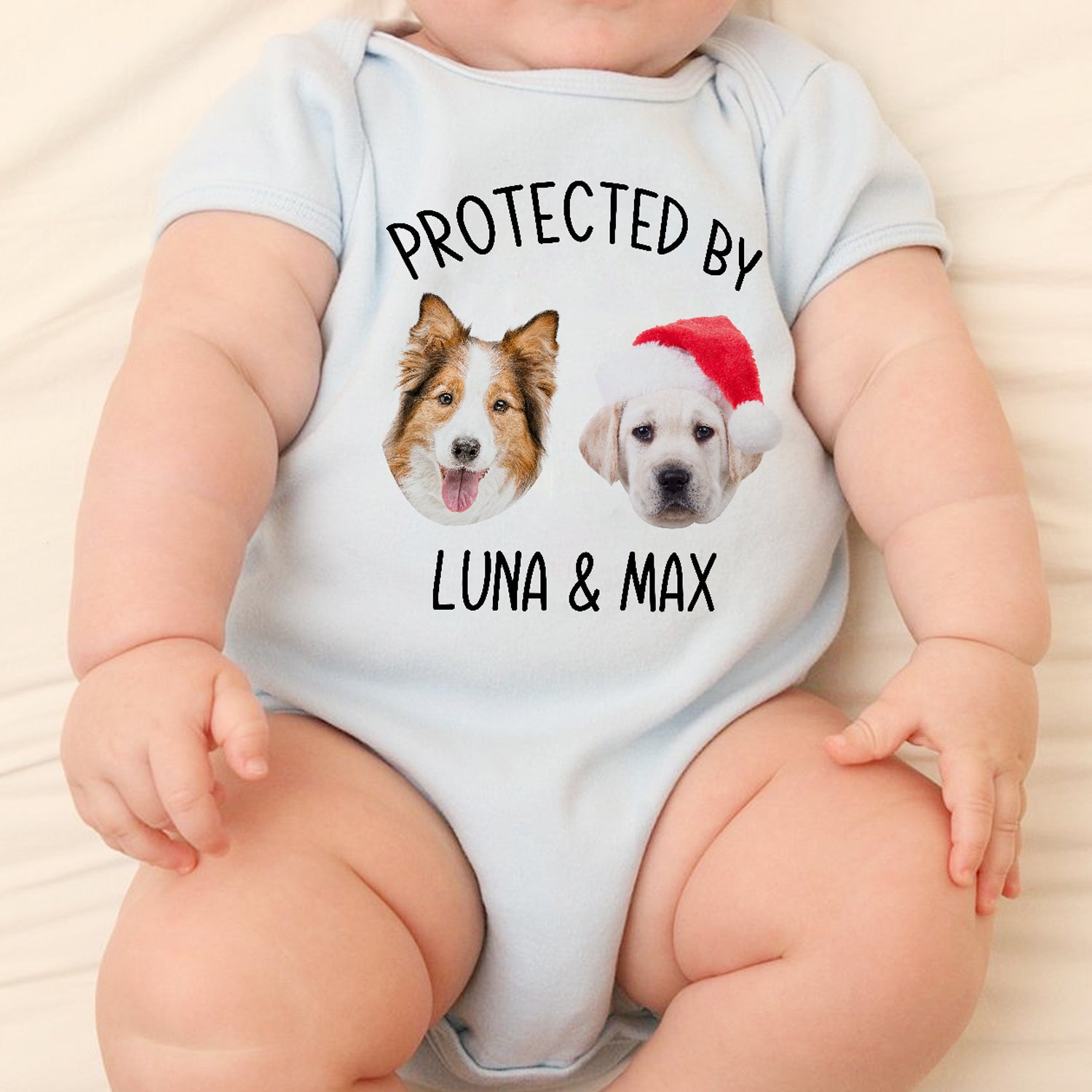 Protected By - Personalized Photo Baby Onesie