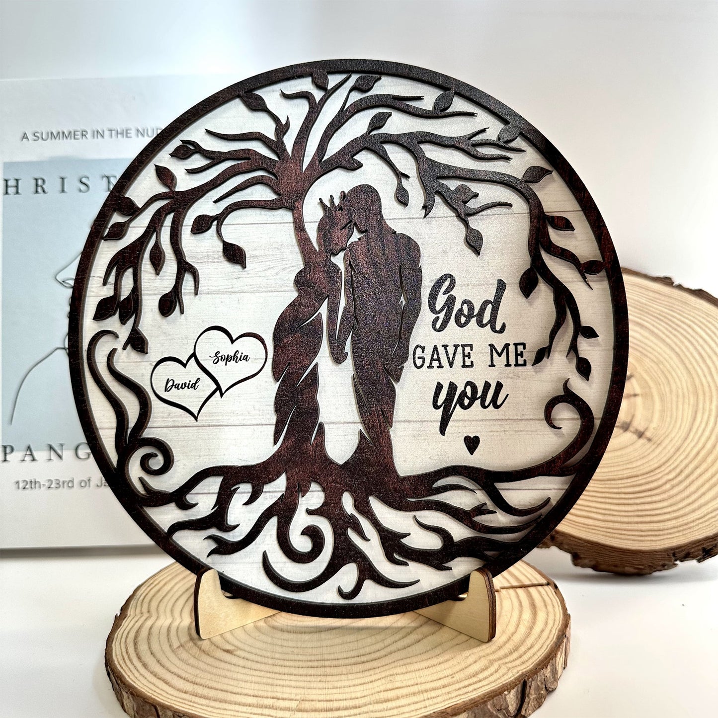 God Gave Me You 2 - Personalized 2 Layers Wooden Plaque