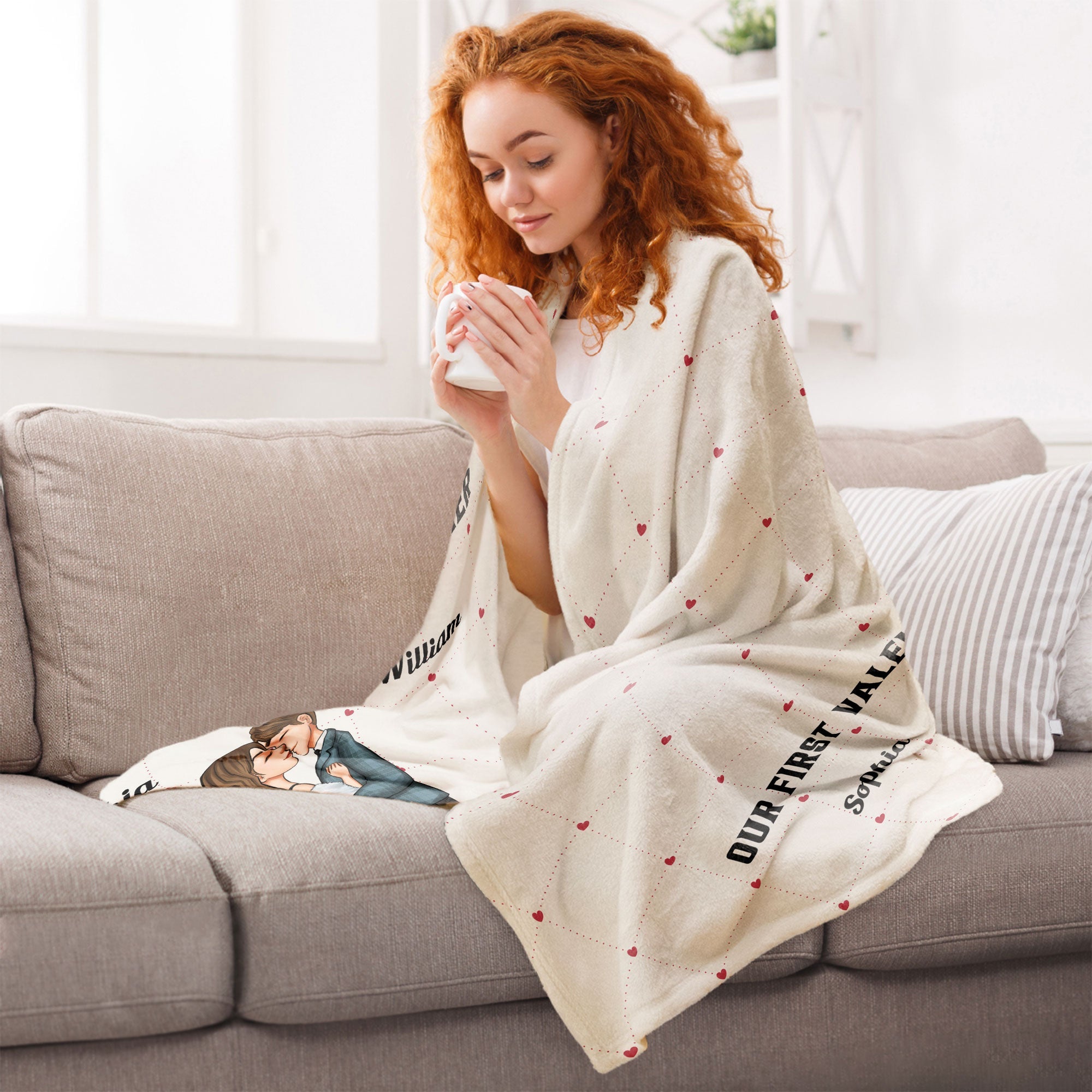 Our First Valentines Together - Personalized Couple Blanket