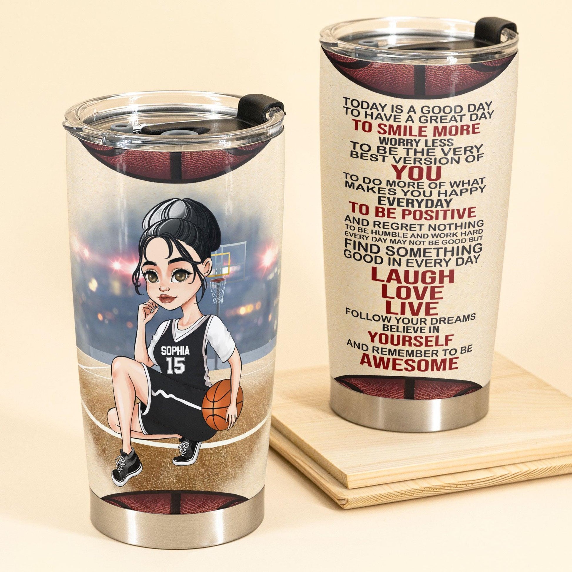 A Basketball Day - Personalized Tumbler Cup - Birthday Gift For Basketball Lover, Friend, Daughter - Basketball Girl