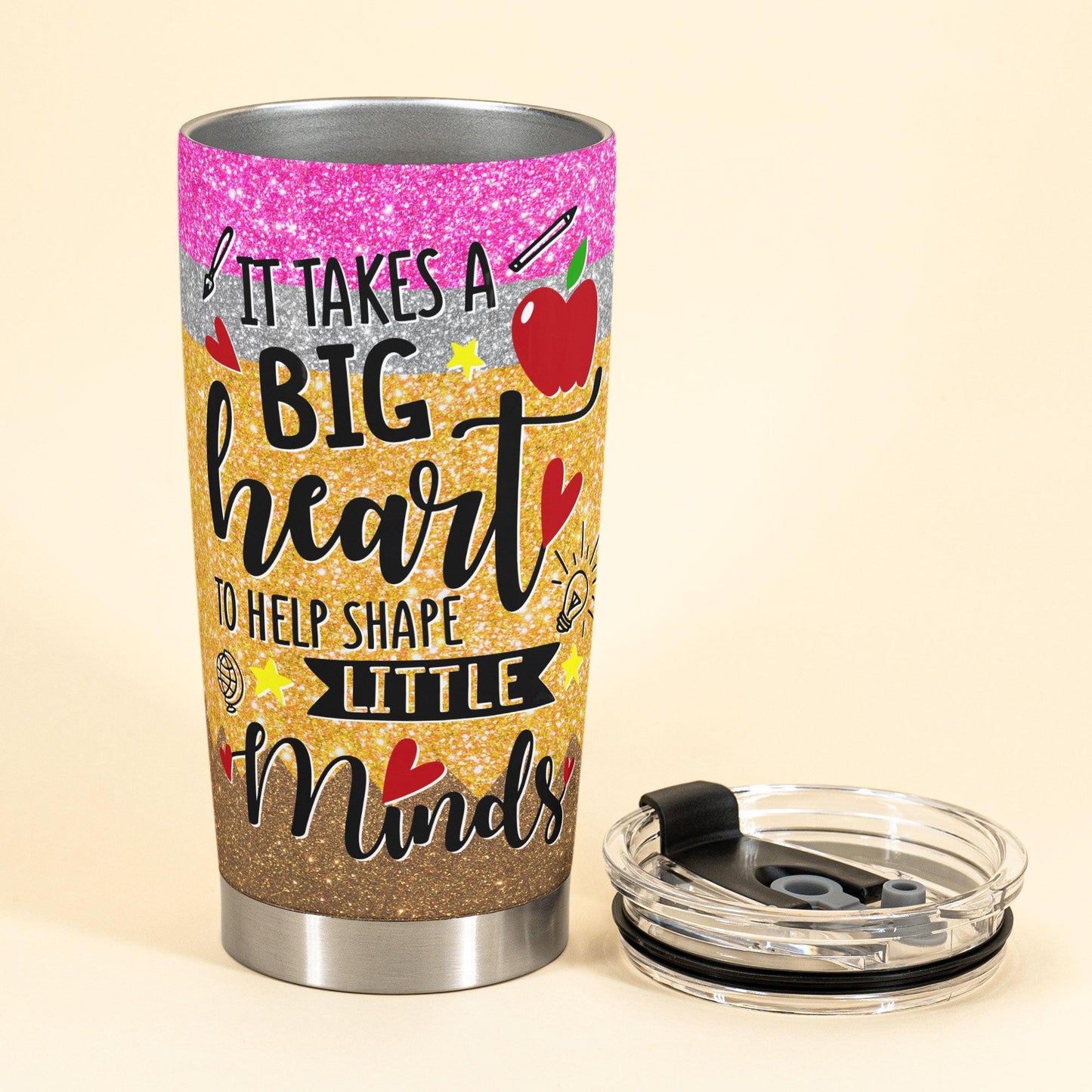 A Big Heart - Personalized Tumbler Cup - Birthday Gift For Teacher Colleague Student - Macorner