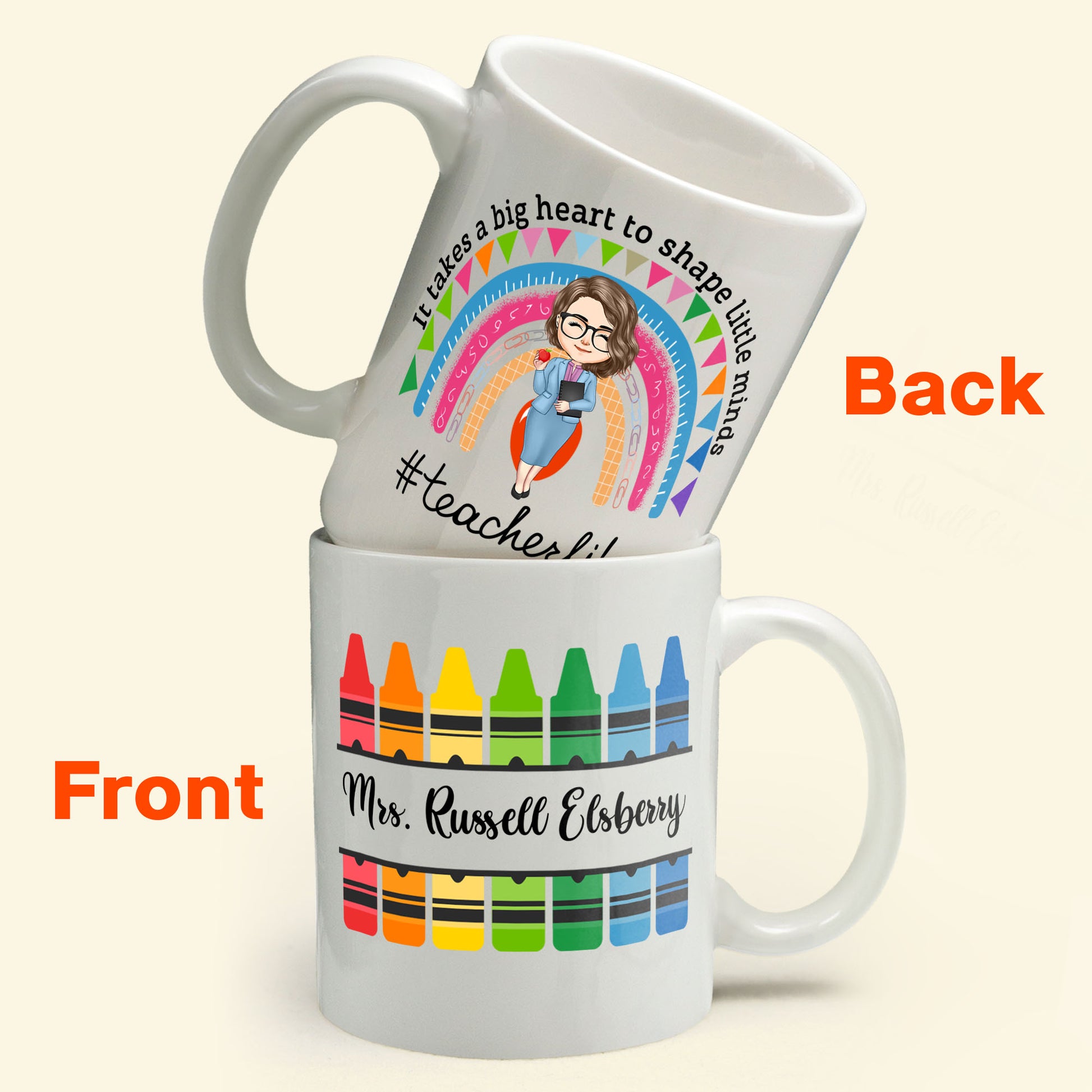 A Big Heart Shapes Little Minds - Personalized Mug - Back To School Gift For Teacher, 1st Day Of School, New Teacher Gift