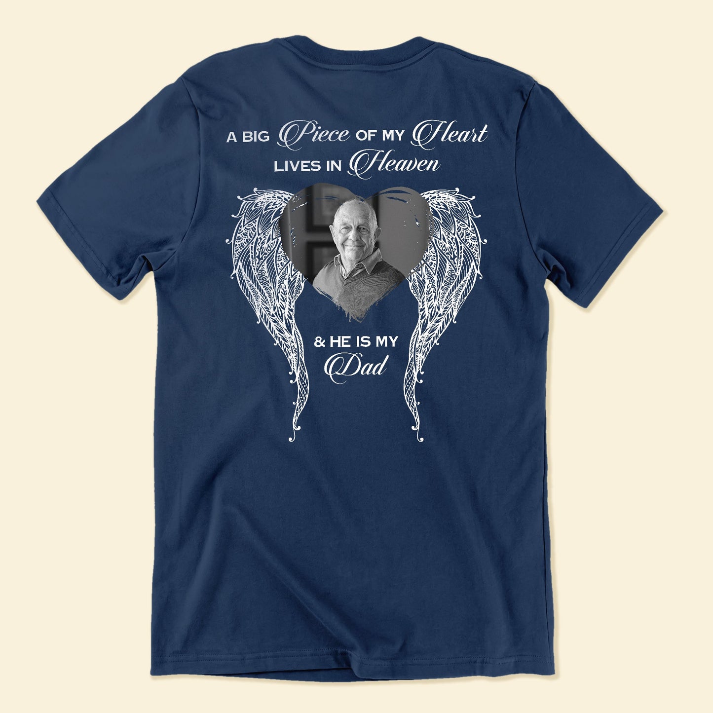 A Big Piece Of My Heart Lives In Heaven - Personalized Photo Back Printed Shirt