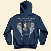 A Big Piece Of My Heart Lives In Heaven - Personalized Photo Back Printed Shirt