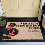 A Black King & His Dope Black Queen Live Here - Personalized Doormat