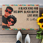 A Black King & His Dope Black Queen Live Here - Personalized Doormat