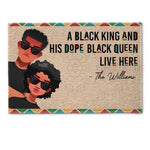 A Black King & His Dope Black Queen Live Here - Personalized Doormat