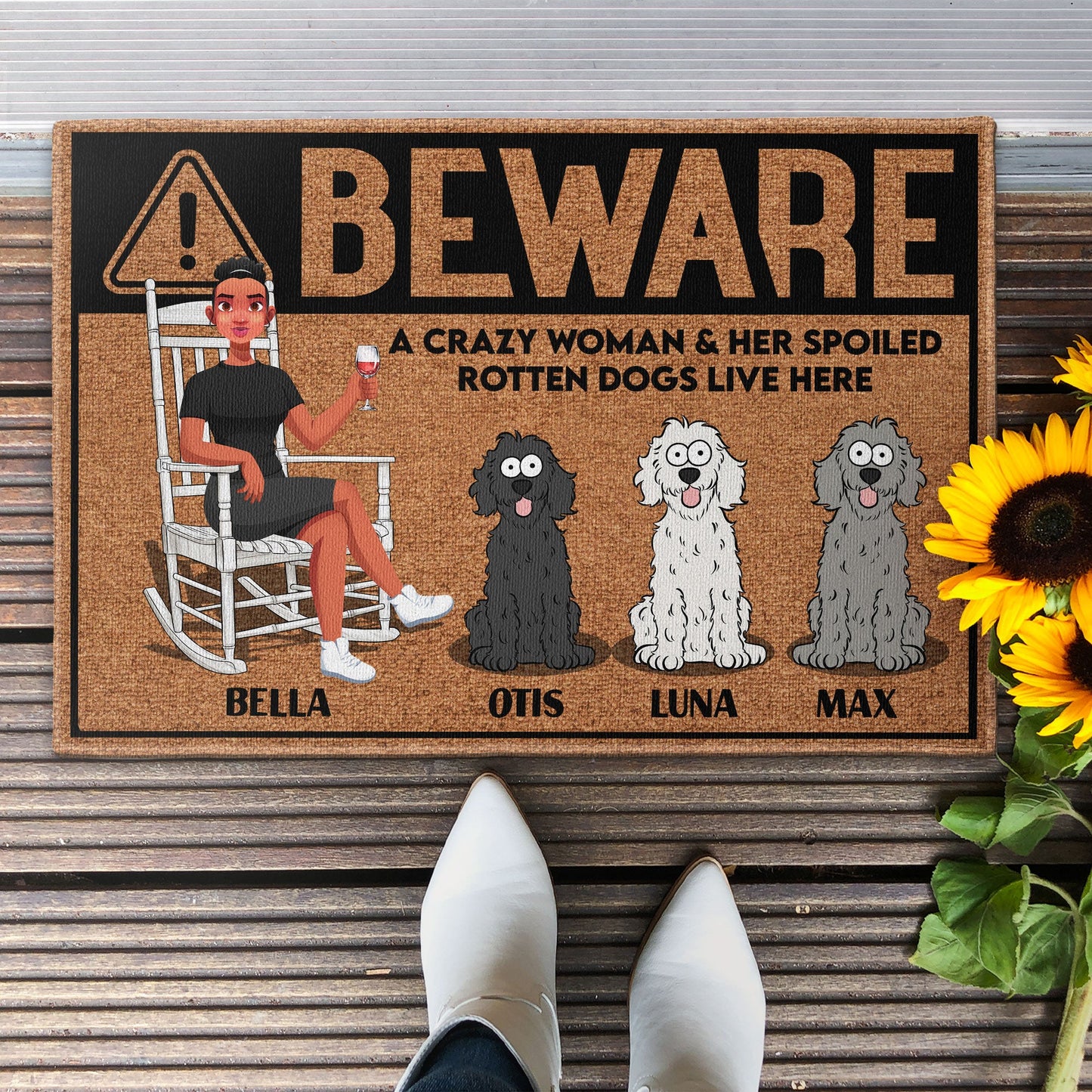 A Crazy Woman & Her Spoil Dogs - Personalized Doormat