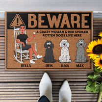 A Crazy Woman & Her Spoil Dogs - Personalized Doormat