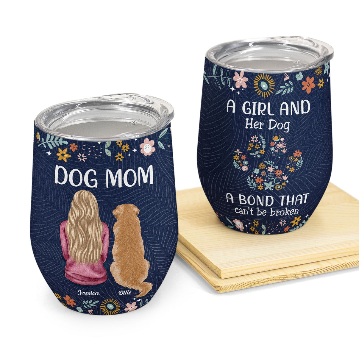 A Man And His Dogs, A Bond That Can't Be Broken - Dog Personalized Custom Printed Leather Tumbler - Father's Day, Gift For Pet Owners, Pet Lovers