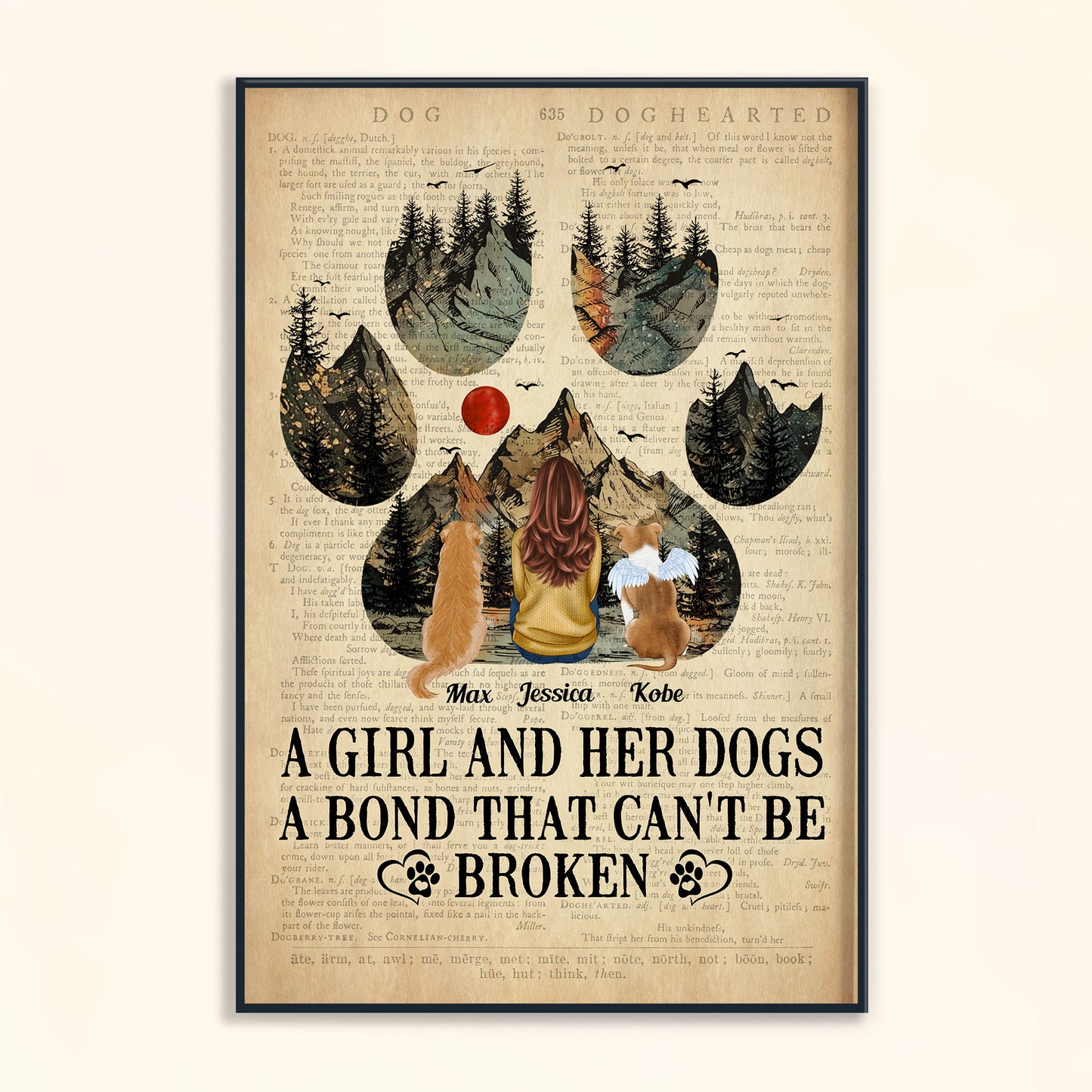 A Girl And Her Dogs Cats Unbreakable Bond - Personalized Poster/Wrapped Canvas