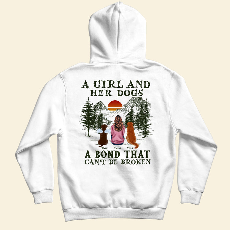 A Girl And Her Dogs Cats - Unbreakable Bond - Personalized Shirt - Personalized Hoodie Birthday Gifts For Dog Mom, Cat Mom