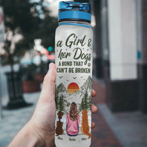 A Girl And Her Dogs Cats Unbreakable Bond - Personalized Tracker Bottle