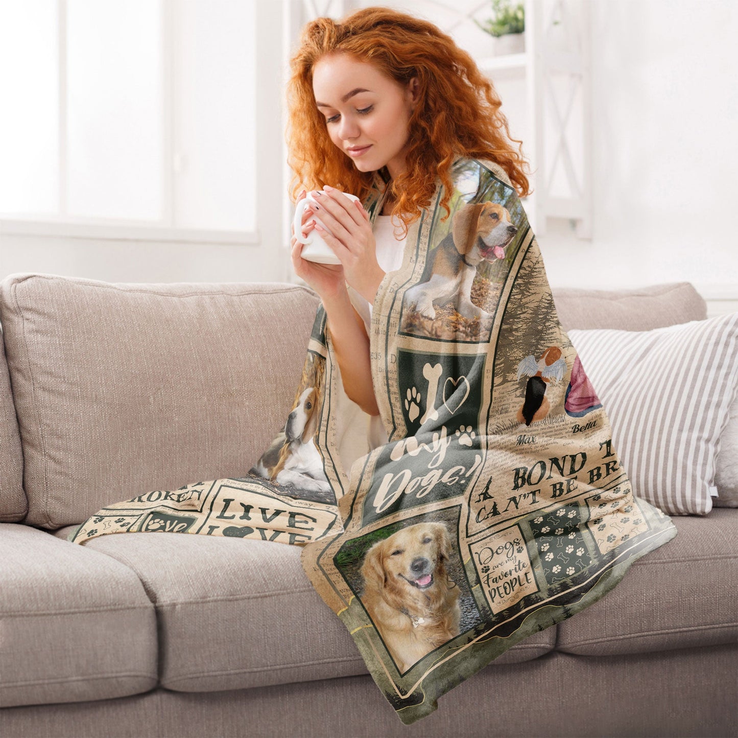 A Girl And Her Dogs Unbreakable Bond - Personalized Photo Blanket