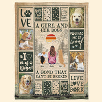 A Girl And Her Dogs Unbreakable Bond - Personalized Photo Blanket