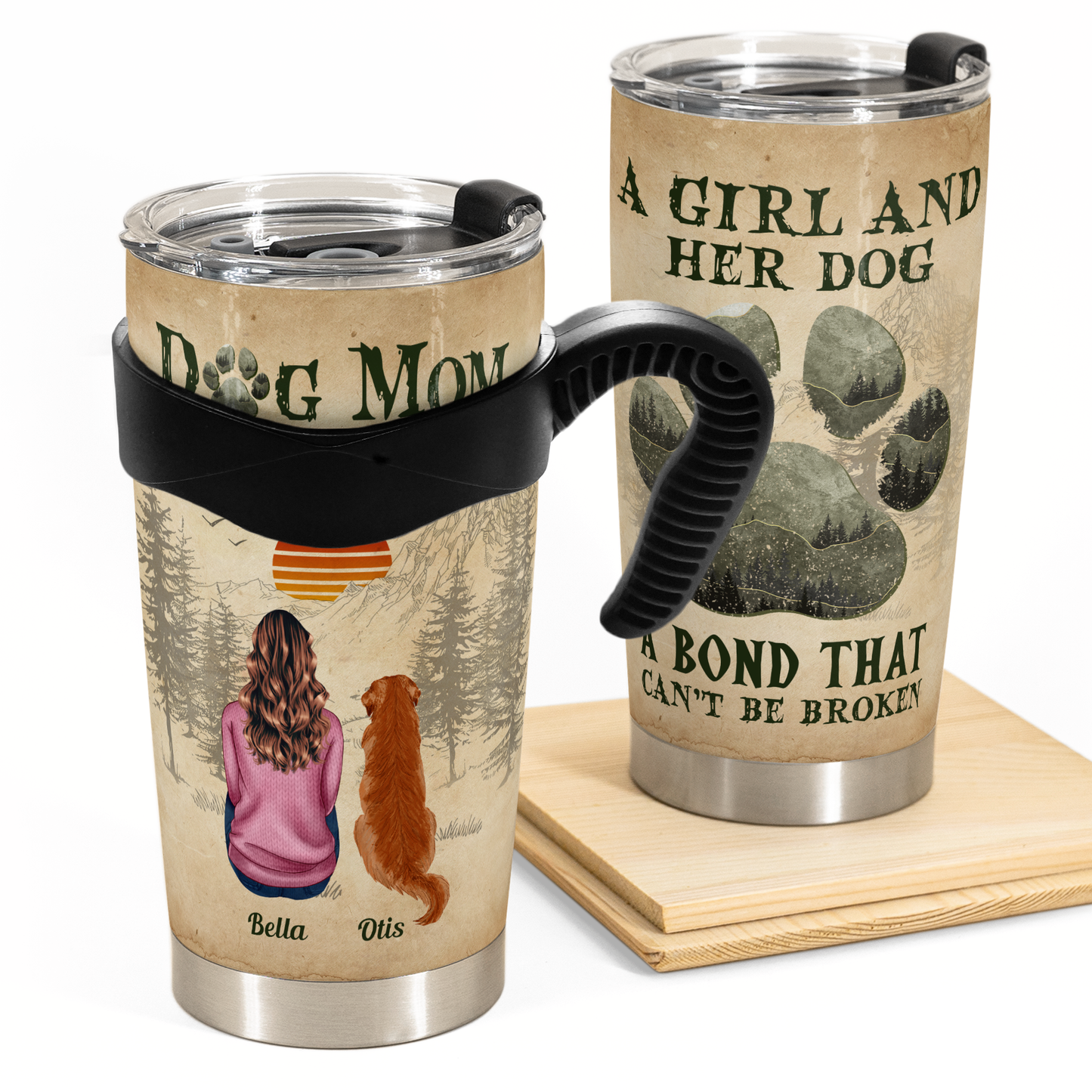 A Girl And Her Dogs Unbreakable Bond - Personalized Tumbler Cup