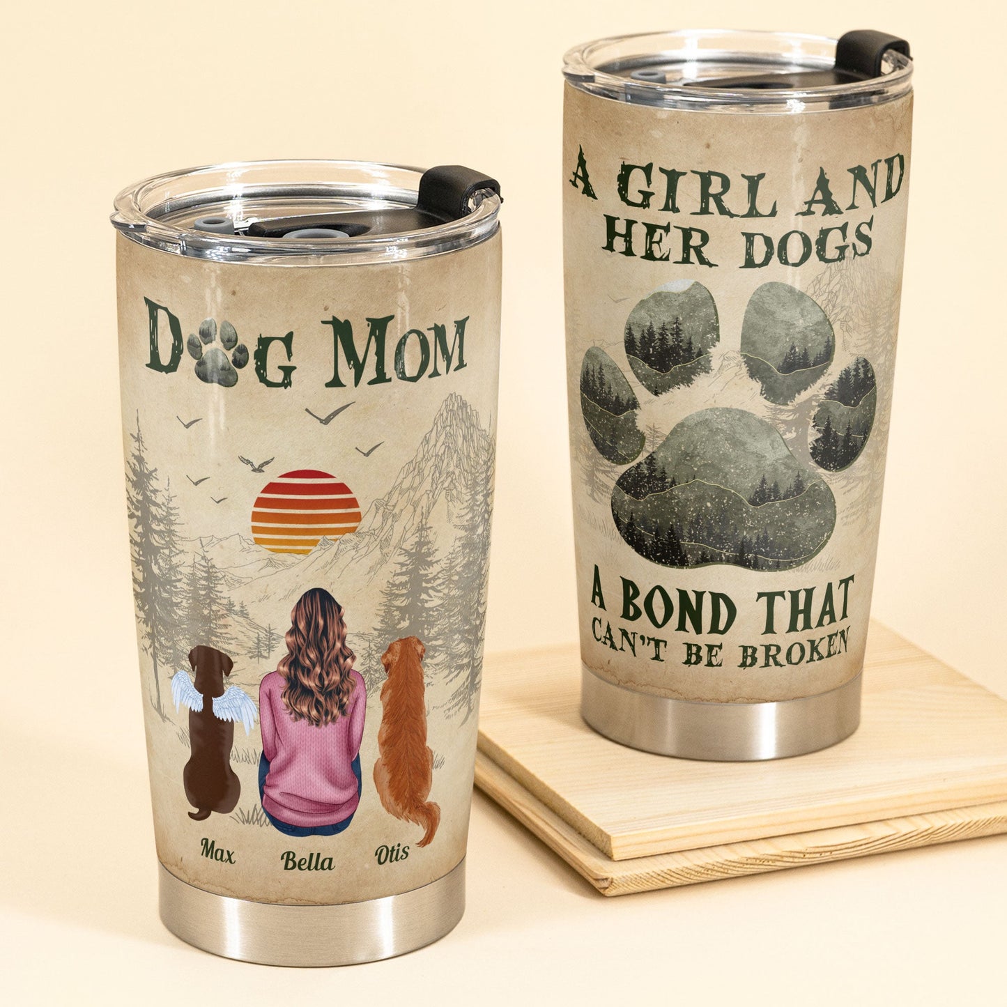 A Girl And Her Dogs Unbreakable Bond - Personalized Tumbler Cup - Birthday Gifts For Women, Dog Lovers