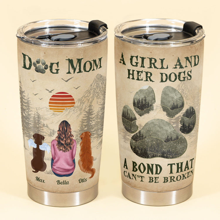 A Girl And Her Dogs Unbreakable Bond - Personalized Tumbler Cup - Birthday Gifts For Women, Dog Lovers