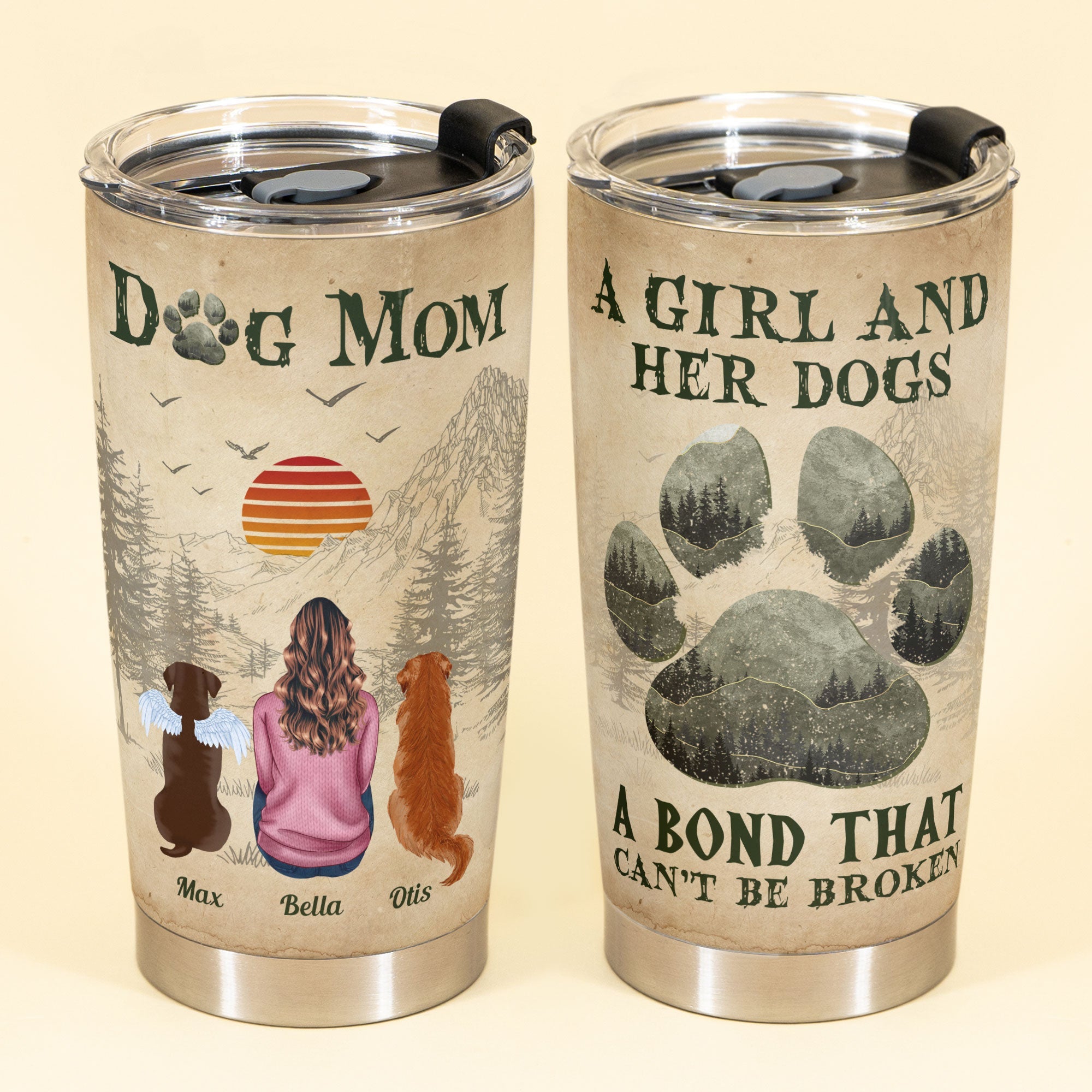 A Girl And Her Dogs Unbreakable Bond - Personalized Tumbler Cup - Macorner