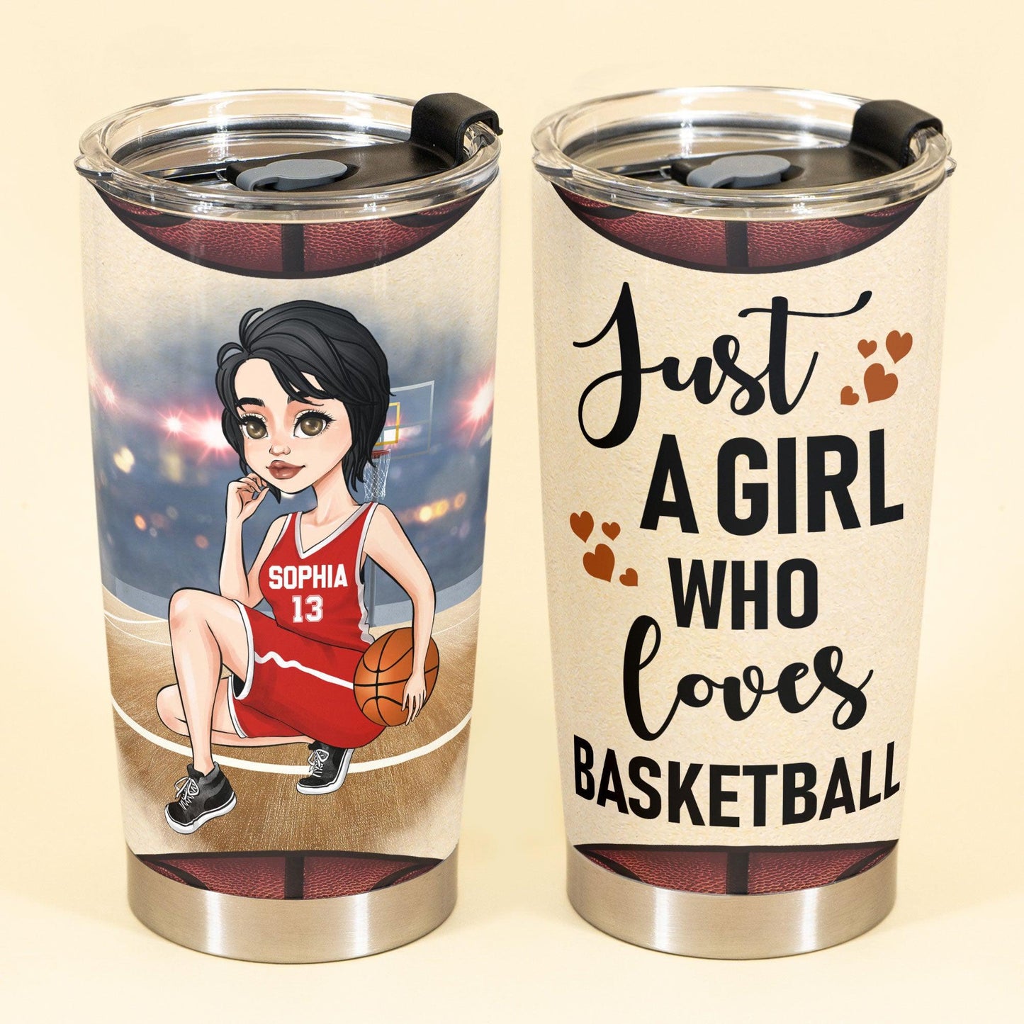 A Girl Loves Basketball - Personalized Tumbler Cup - Birthday Gift For Basketball Lover, Friend, Daughter.