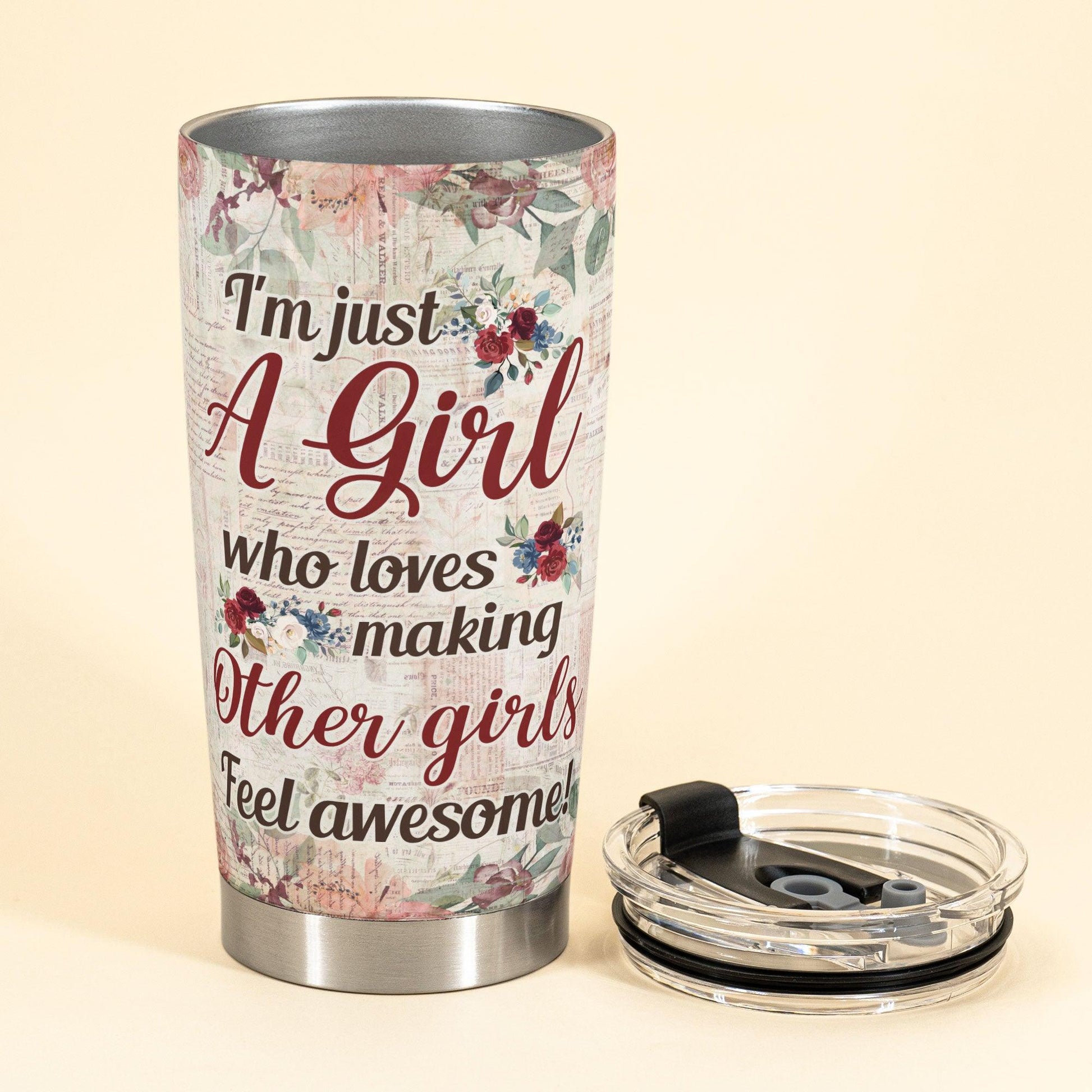 A Girl Who Loves Making Other Girls Feel Awesome - Personalized Tumbler Cup - Birthday, Christmas Gift For Hairdresser, Hair Stylist