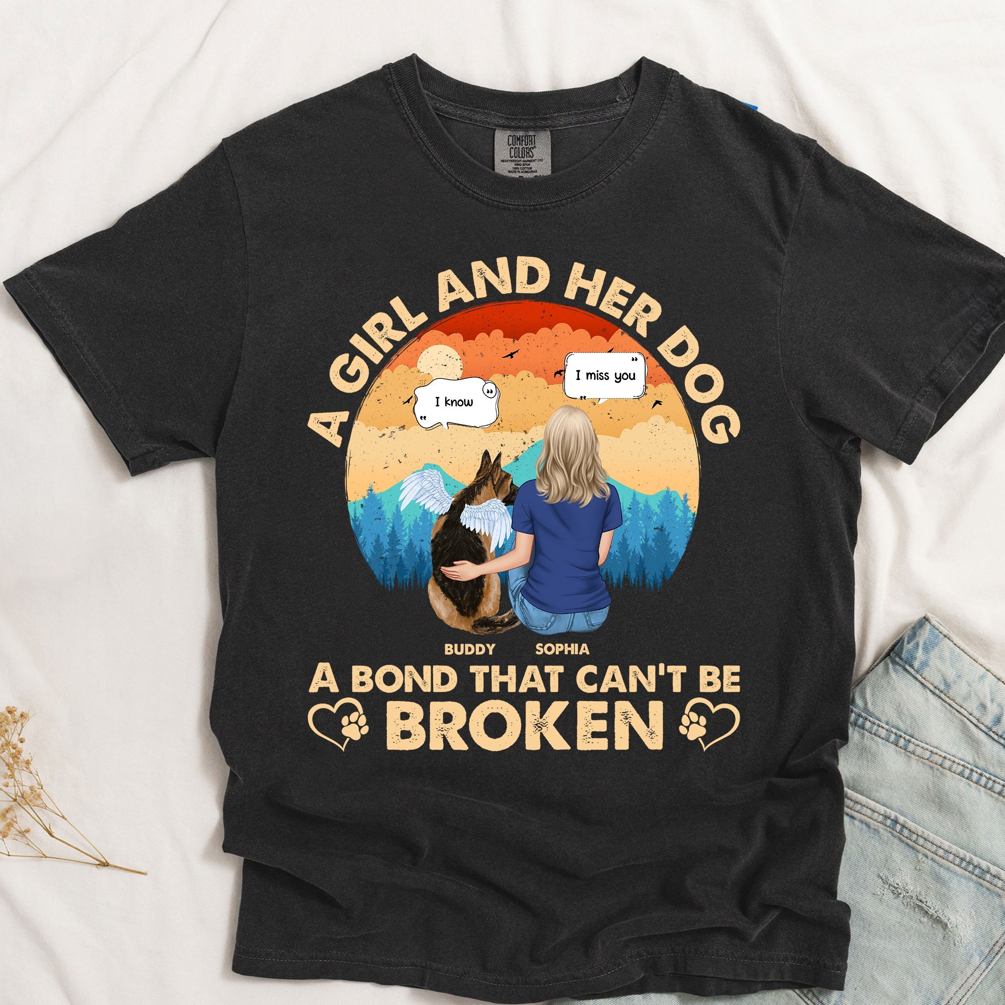 A Girl & Her Dog A Bond That Can't Be Broken - Personalized Comfort Tee