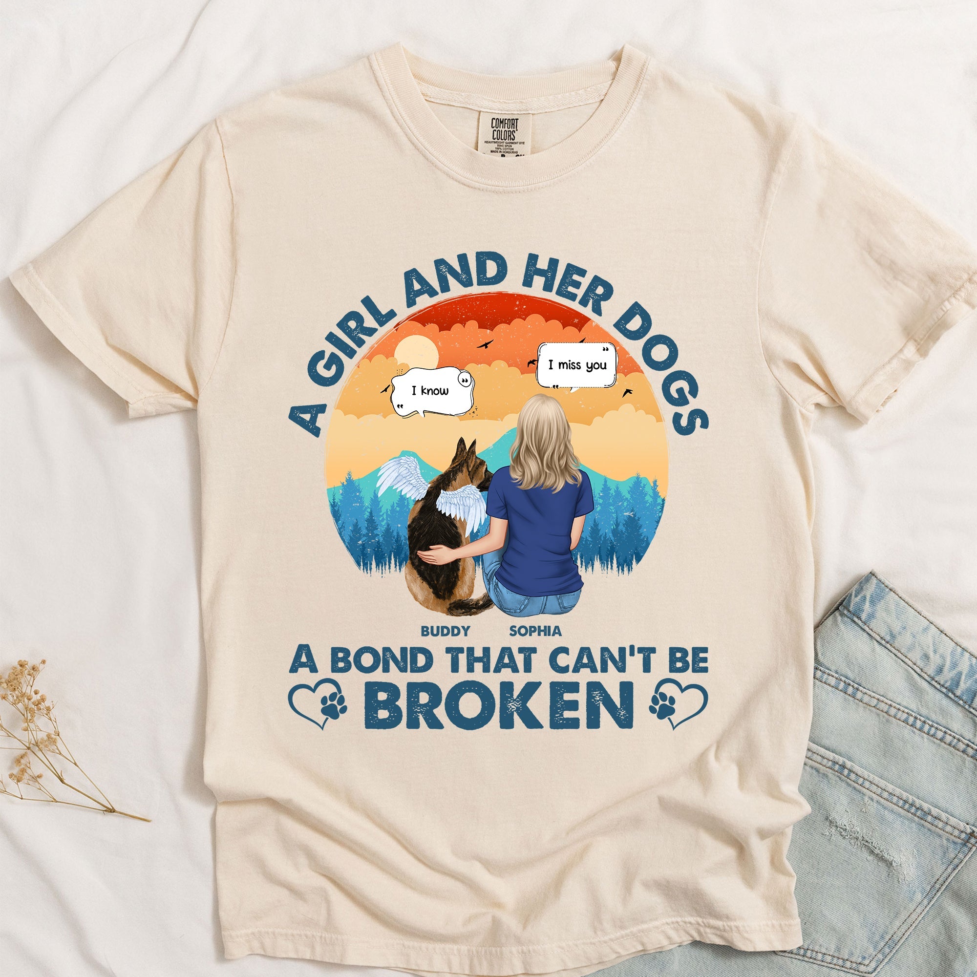A Girl & Her Dog A Bond That Can't Be Broken - Personalized Comfort Tee