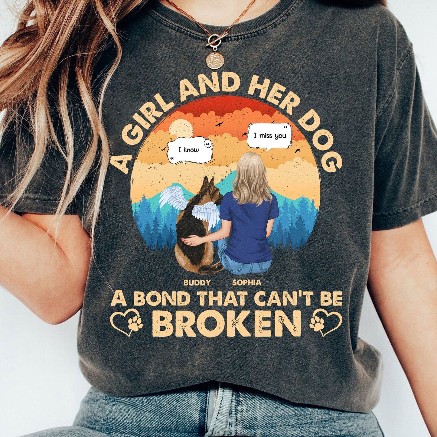 A Girl & Her Dog A Bond That Can't Be Broken - Personalized Comfort Tee