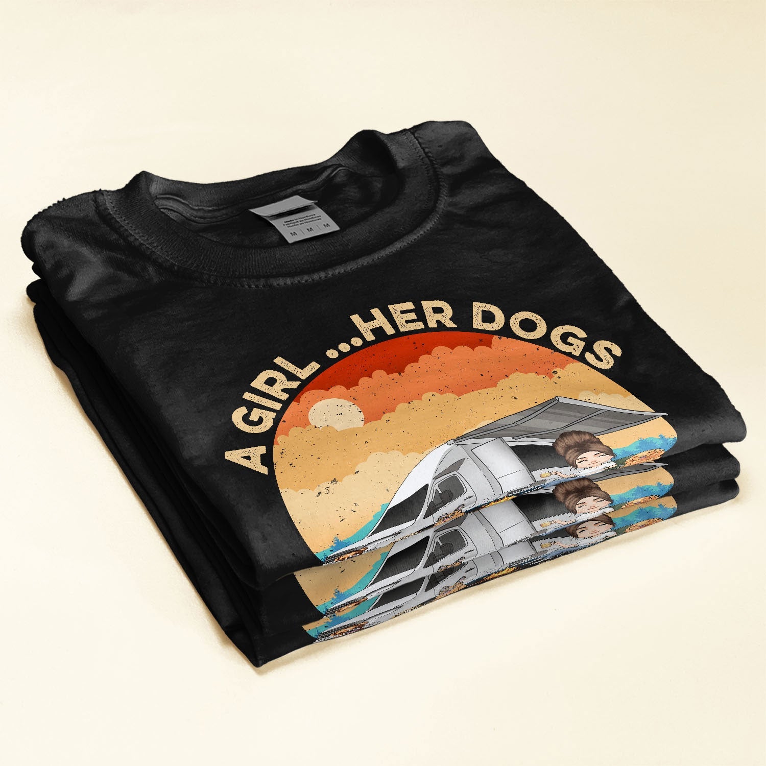A Girl... Her Dogs & Her Camper - Personalized Shirt - Birthday Gift For Camping Girl, Camping Lover, Camper