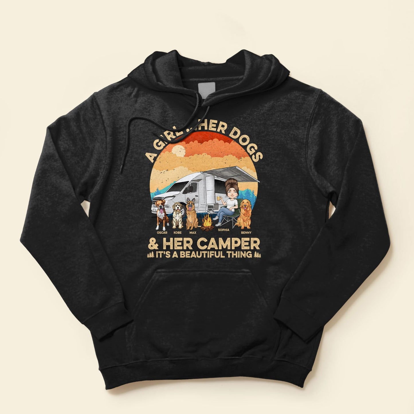 A Girl... Her Dogs & Her Camper - Personalized Shirt - Birthday Gift For Camping Girl, Camping Lover, Camper