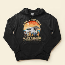 A Girl... Her Dogs & Her Camper - Personalized Shirt - Birthday Gift For Camping Girl, Camping Lover, Camper