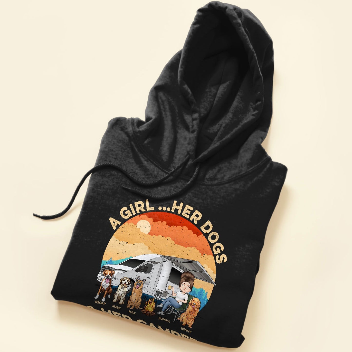 A Girl... Her Dogs & Her Camper - Personalized Shirt - Birthday Gift For Camping Girl, Camping Lover, Camper