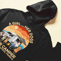 A Girl... Her Dogs & Her Camper - Personalized Shirt - Birthday Gift For Camping Girl, Camping Lover, Camper