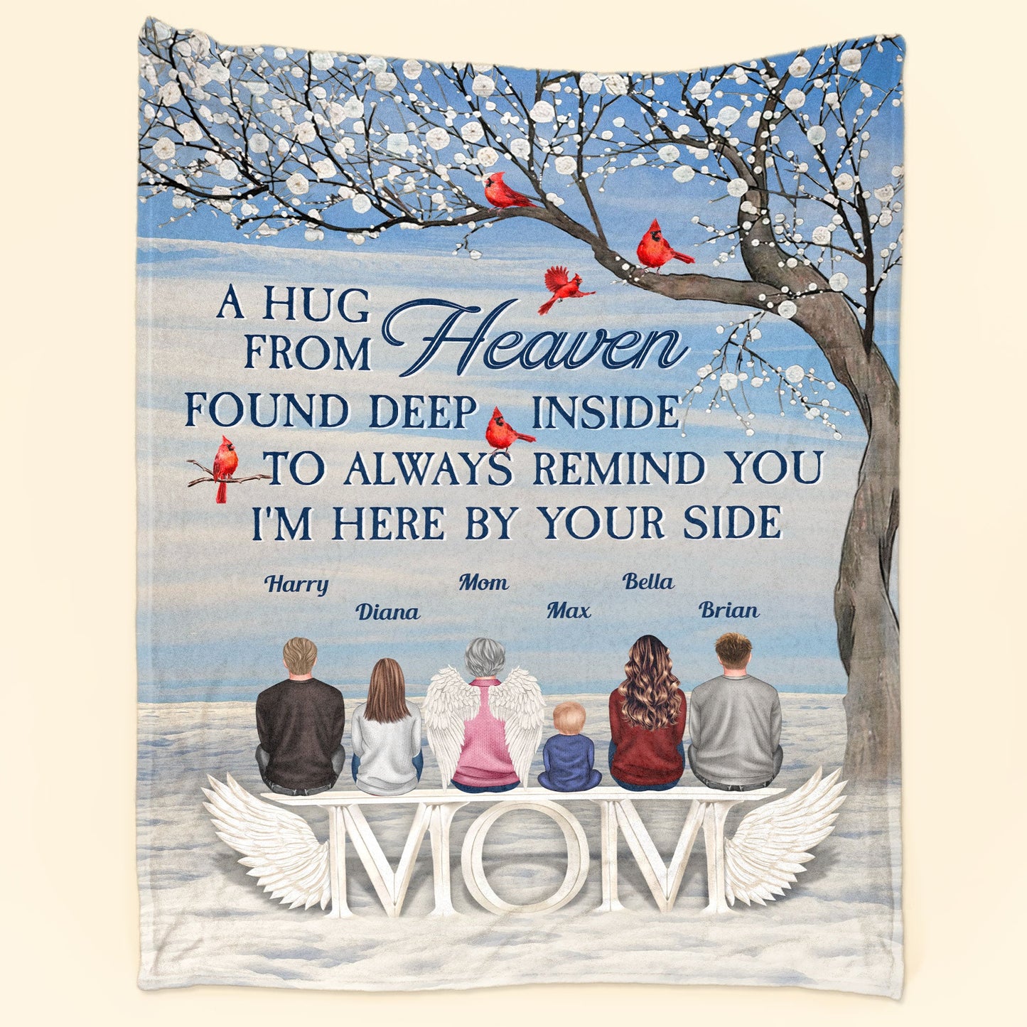 A Hug From Heaven, I'm Always By Your Side - Personalized Blanket - Mother's Day Gift, Memorial Blanket For Family, Grief, Sympathy, Comfort Gift