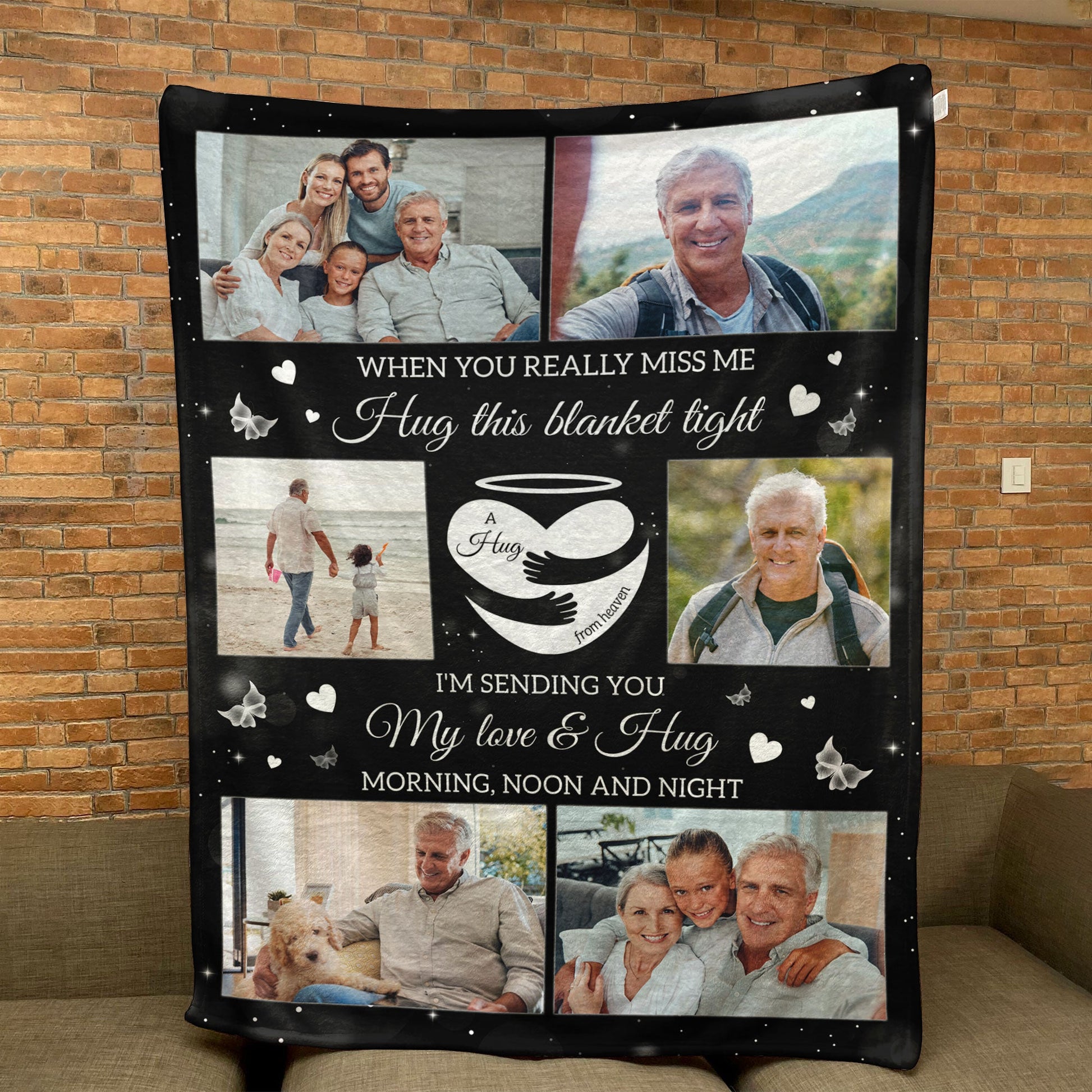 A Hug From Heaven Memorial Gift - Personalized Photo Blanket