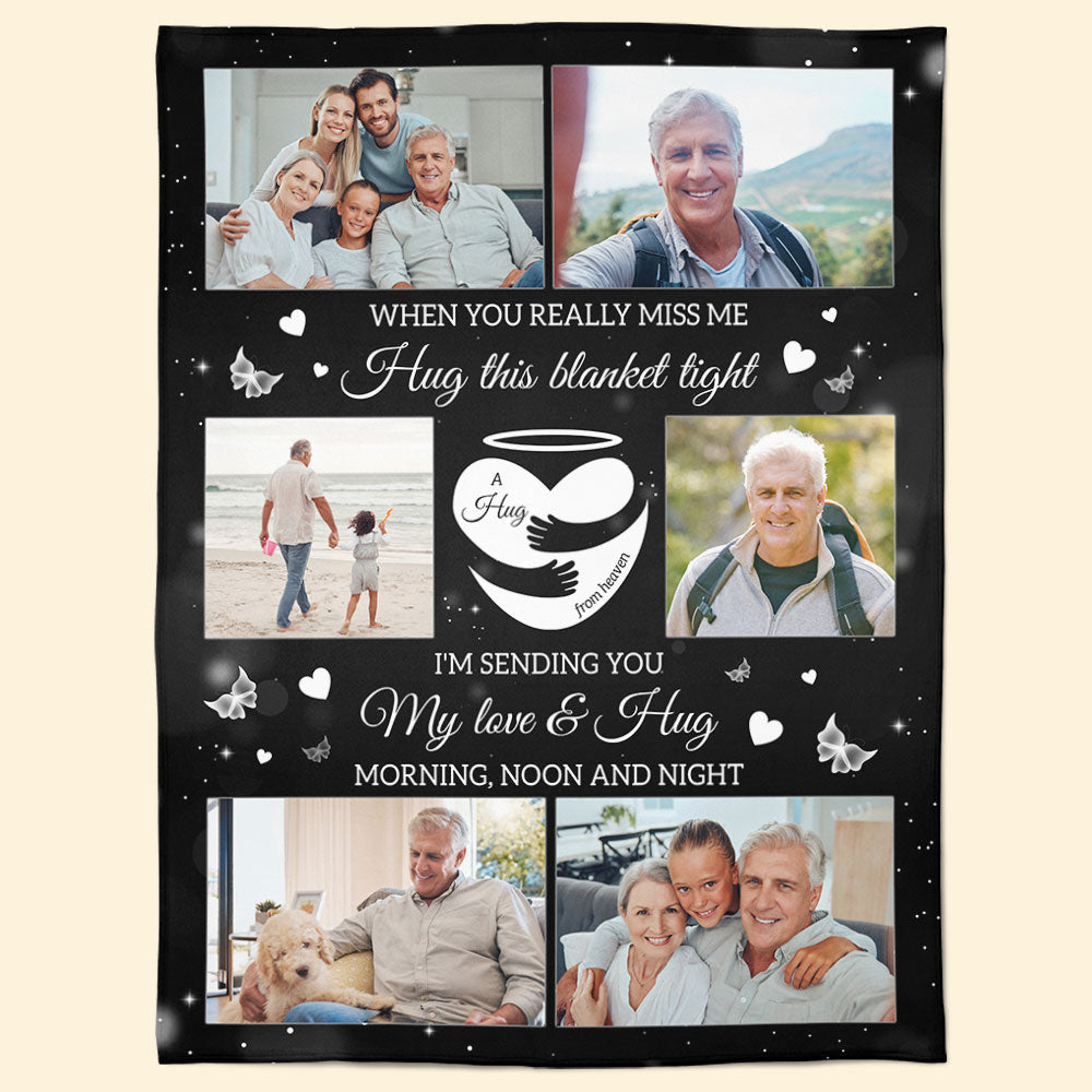 A Hug From Heaven Memorial Gift - Personalized Photo Blanket