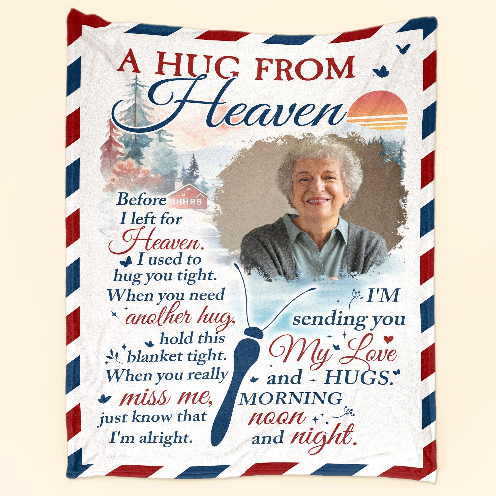 A Hug From Heaven Memorial Gift - Personalized Photo Blanket