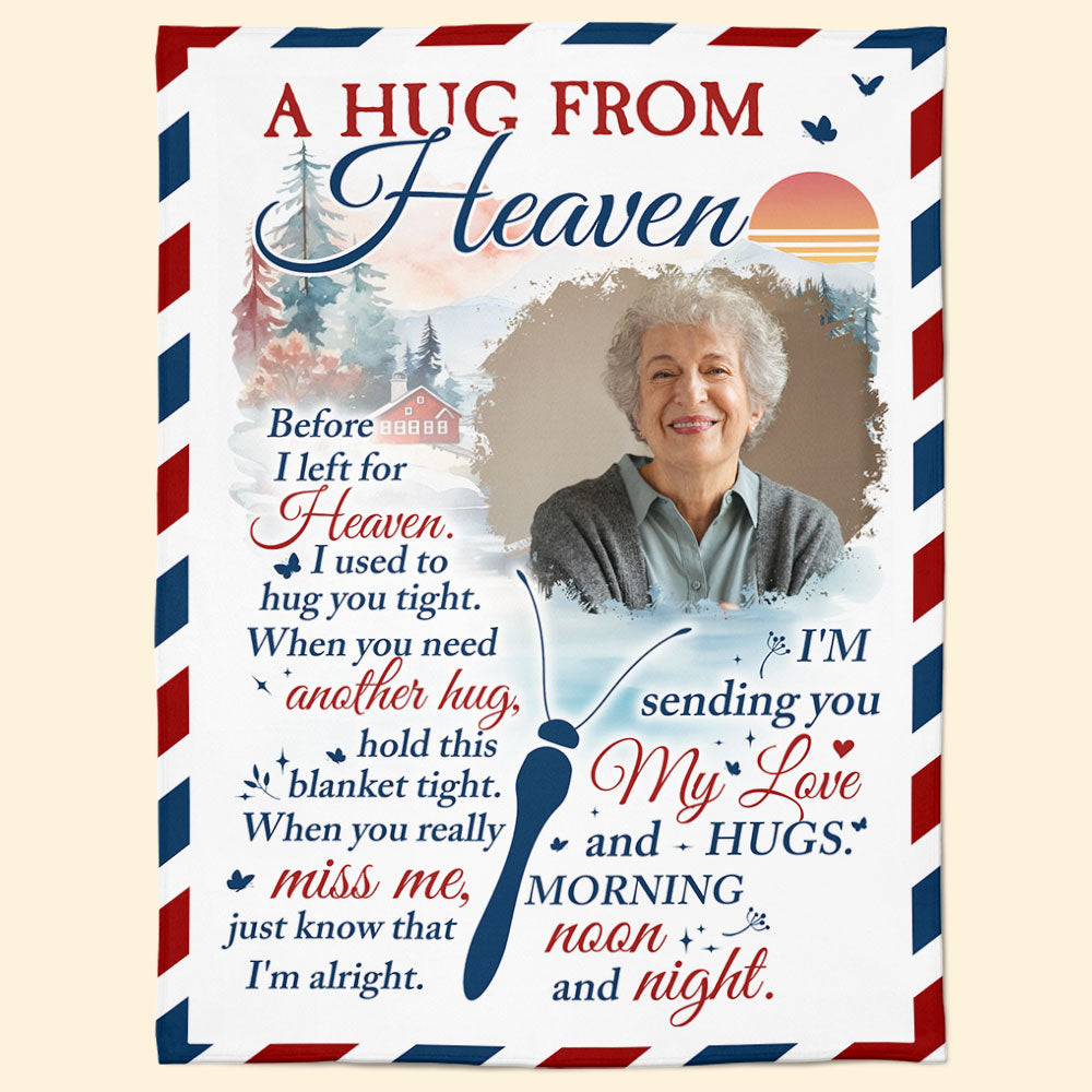 A Hug From Heaven Memorial Gift - Personalized Photo Blanket