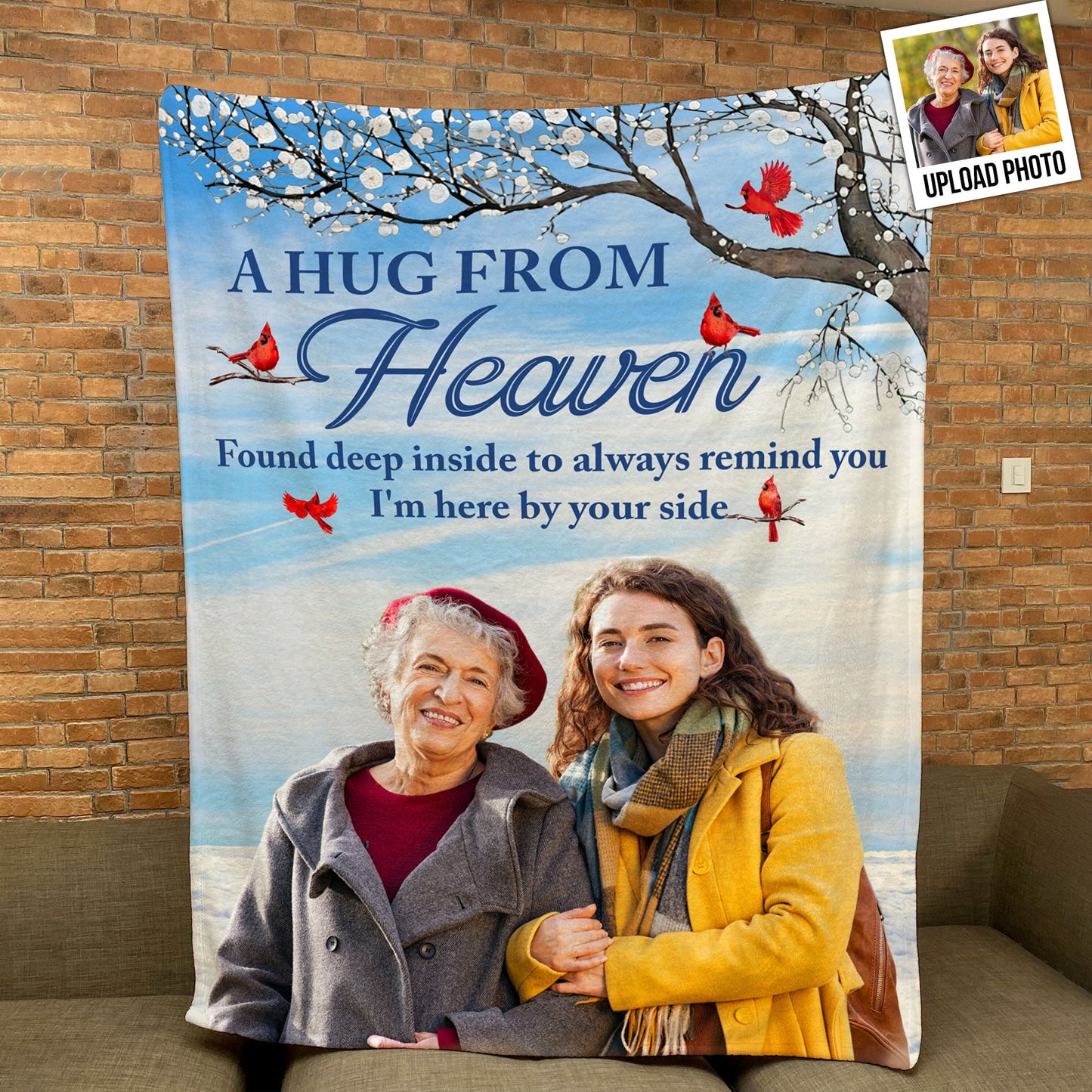 A Hug From Heaven To Remind You I'm Always With You - Personalized Photo Blanket