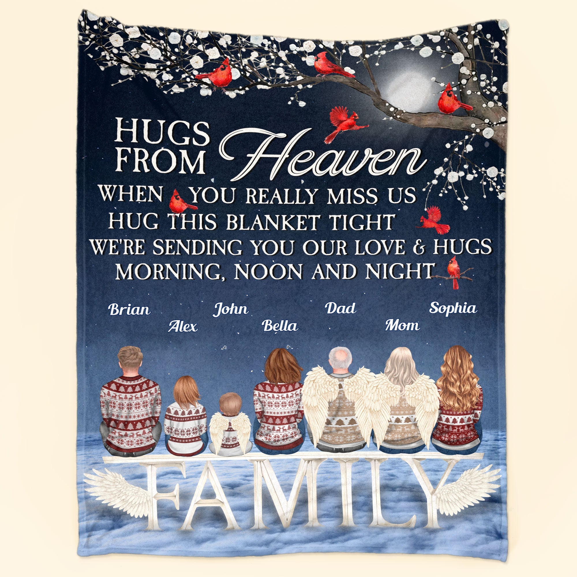 A Hug From Heaven Ver 2 - Personalized Blanket - Christmas Memorial Gift For Family Members, Mom, Dad, Siblings
