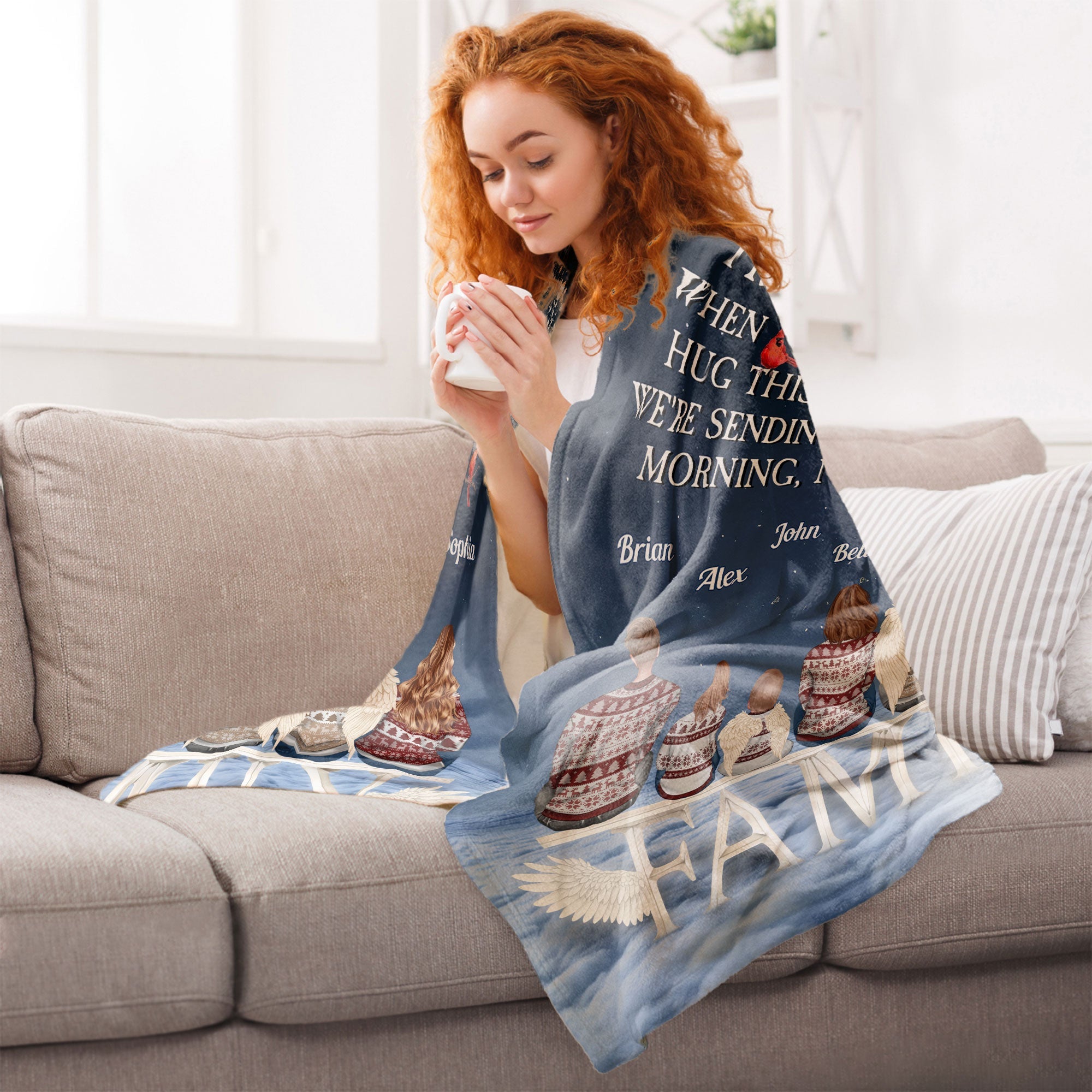 A Hug From Heaven Ver 2 - Personalized Blanket - Christmas Memorial Gift For Family Members, Mom, Dad, Siblings