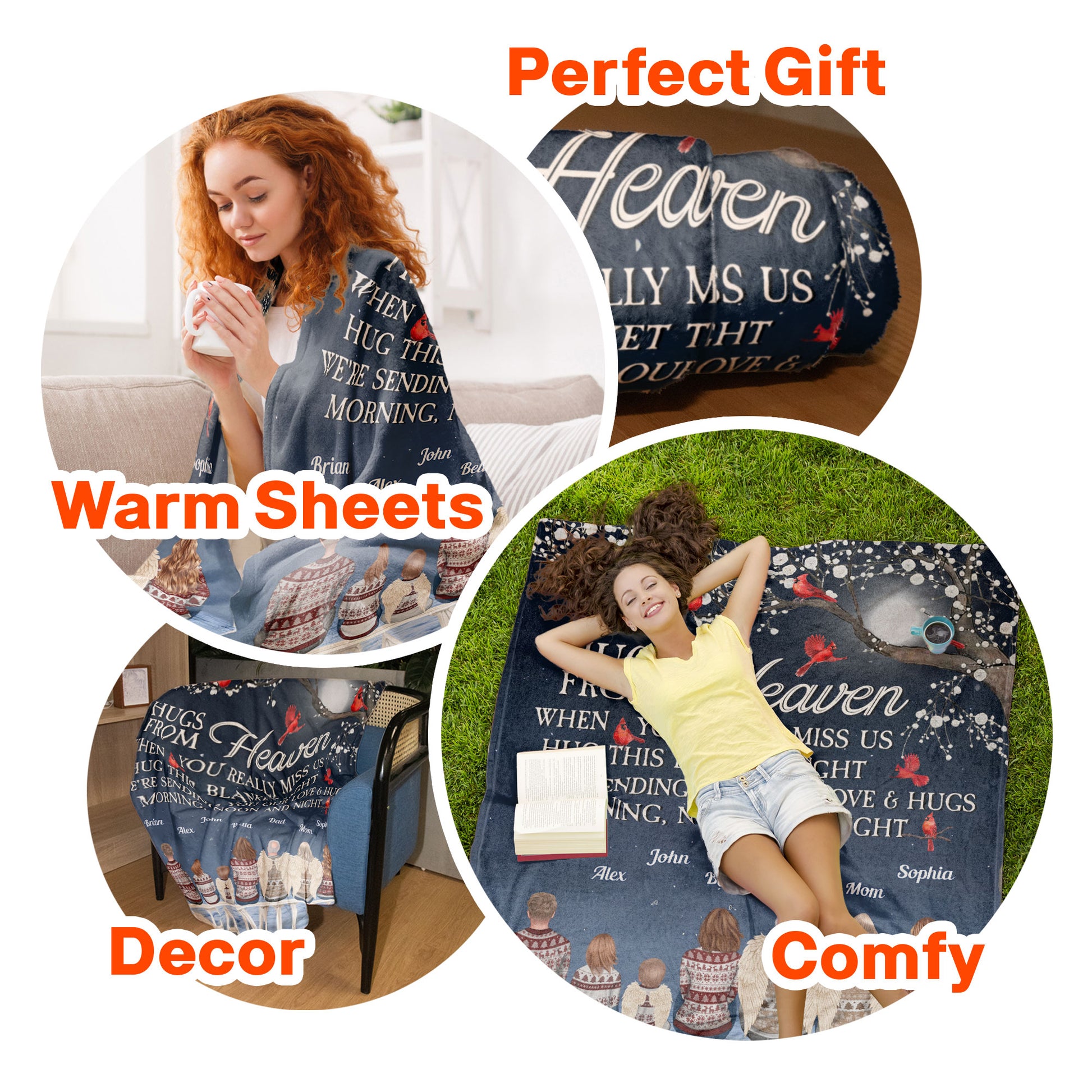 A Hug From Heaven Ver 2 - Personalized Blanket - Christmas Memorial Gift For Family Members, Mom, Dad, Siblings