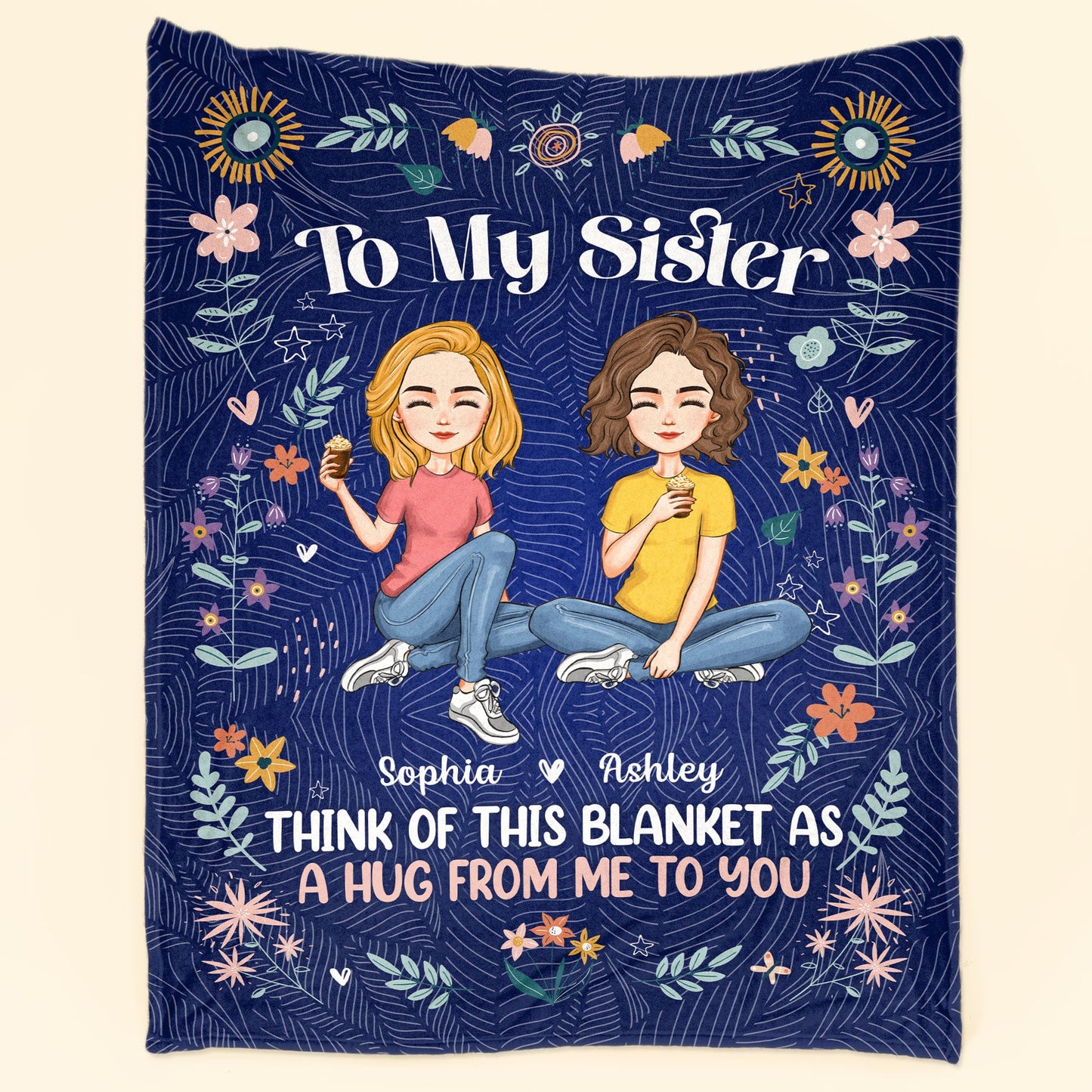 A Hug From Me To You - Personalized Sister Blanket