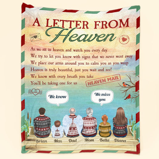 A Letter From Heaven With Kids - Personalized Blanket - Loving, Memorial Gift For Family With Lost Ones, Parents, Grandparents, Children, Siblings