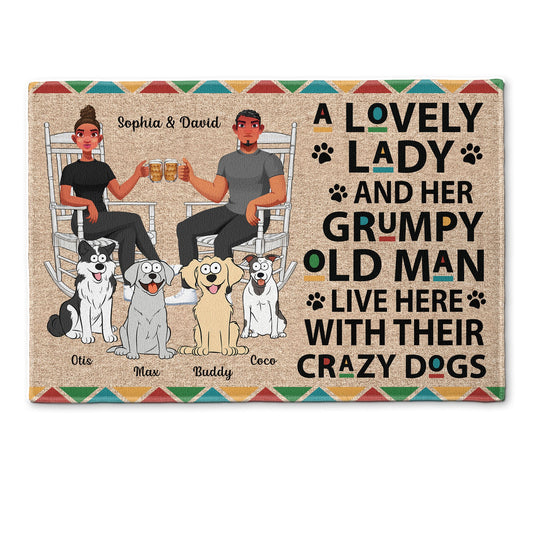 A Lovely Lady And A Grumpy Old Man Live Here - Personalized Doormat