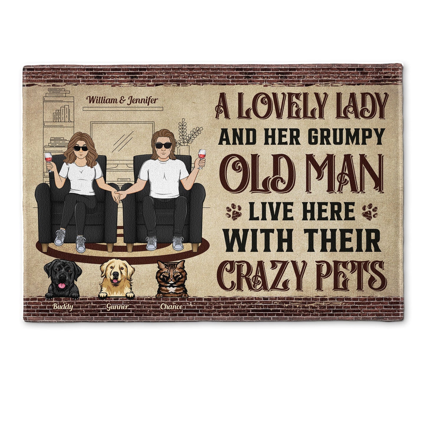 A Lovely Lady And Her Grumpy Old Man Live Here - Personalized Doormat