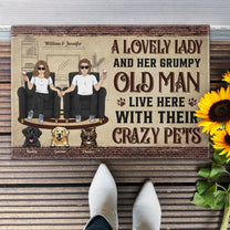 A Lovely Lady And Her Grumpy Old Man Live Here - Personalized Doormat