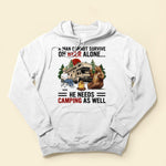 A Man Cannot Survive On Beer Alone He Needs Camping - Personalized Shirt