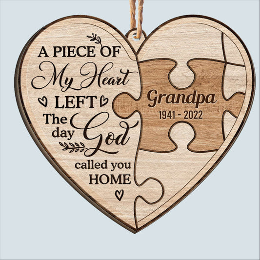 A Piece Of My Heart Left - Personalized Custom Shaped Wooden Ornament